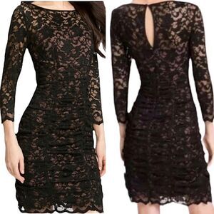 Eliza J Lace romantic goth Y2K Long Sleeve formal LBD
Dress Black lined 8